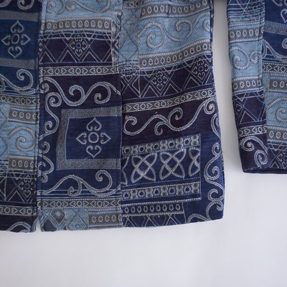 Christopher & Banks Blue Tapestry Zip Jacket Cotton Cabincore Eclectic XL - Picture 5 of 10